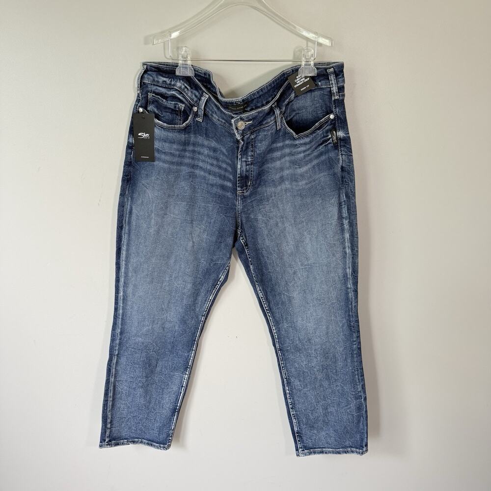 Silver Jeans Suki Curvy Mid Rise Straight Crop Jeans Womens Plus 22W L27 NEW